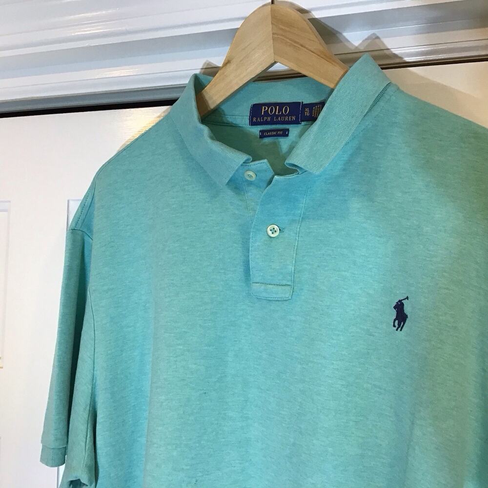 Polo Ralph Lauren Men’s Teal Cotton Knit Polo XL Classic Pony Logo Money Tennis